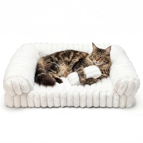 Cat Bed, Cat Beds for Indoor Cats, Winter Self Warming Pet Sofa Bed, Washable Medium Pet Bed for Puppy and Small to Large Kitten with Anti-Slip Bottom, Fits Up to 65lbs Pets - size: 24*18*10 inches