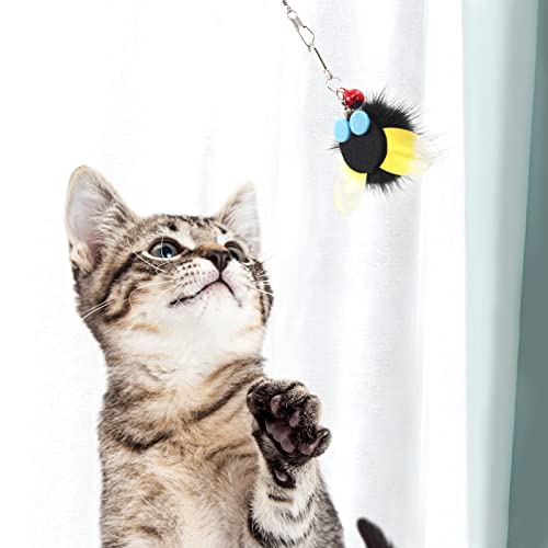 Cat Toy Wand Refills - 6 PCS Insect Shaped Furry Cat Toys Replacement, Interactive Cat Toys for Indoor Cat Kitten - size: Bug