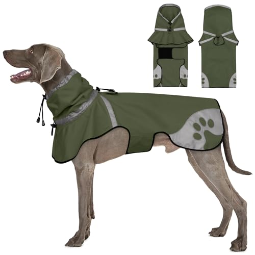 Dog Raincoat for Medium Dogs,Dog Rain Jacket Waterproof,for Adventures, Walking, Hunting(M,Dark Green) - size: Medium
