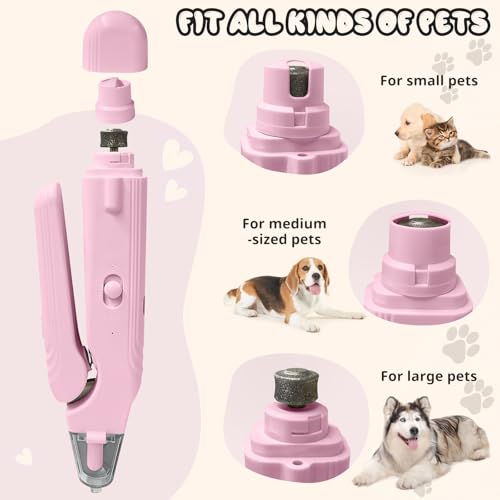 2-in-1 Dog Nail Trimmers & Dog Nail Grinder, Dog Nail Clippers with 2 LED Lights & Safety Guard, USB Rechargeable, Multiple Grinding Methods for Small, Medium, and Large Dogs & Cats (Pink) - color: Pink