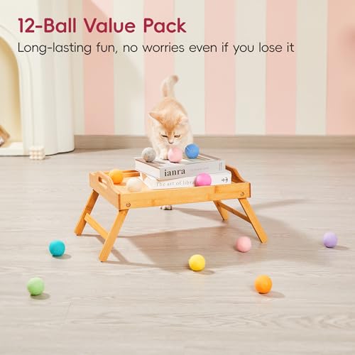 Potaroma 12 Pcs Quiet Play Felt Cat Ball Toys with Catnip Inside, Cat Kicker Exercise Toys, Fun Colorful Kitty Kitten Toys 1.6 Inches