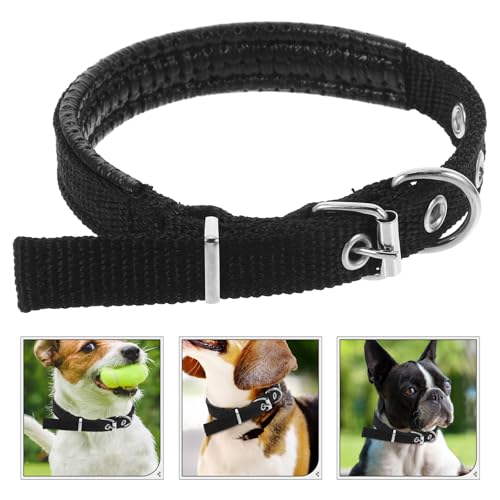Adjustable Soft Pet Collar with Alloy Buckle Black Small Foam Puppy and Kitten Neck Collar for Dogs and Cats with Bell