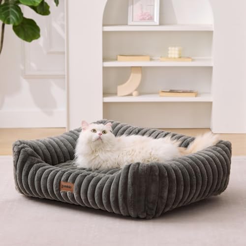 ZOMISIA Dog Bed Medium Size Dog - Large Rectangle Orthopedic Pet Bed with Fluffy Washable Cover and Anti-Slip Bottom, 30x24x9inches, Grey - color: Grey, size: 30"x 24"x 9"