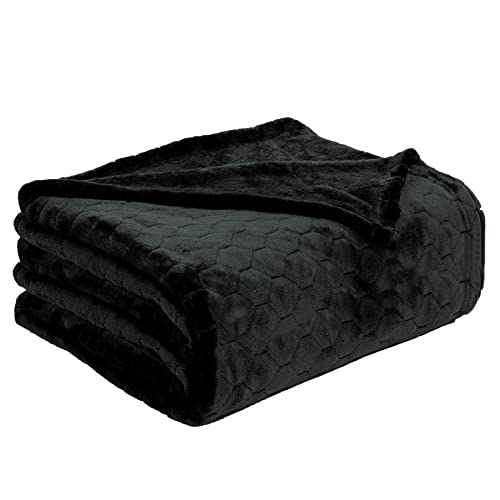 TOONOW Fleece Blanket Fuzzy Plush Throw Blanket 50" x 60", Super Soft Fluffy Bed Blanket Geometric Pattern Comfy Microfiber Flannel Blankets for Couch, Bed, Sofa, Black - color: Black, size: Throw-50" x 60"