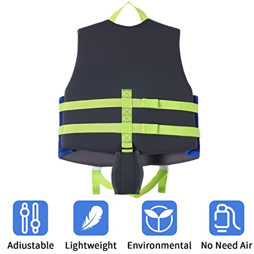 Toddler Swim Vest Neoprene Kids Float Jacket Swimming Aid for Children Girls and Boys 20-30-40-50-60-70-80Lbs with Dual Adjustable Safety Straps - color: Blue, size: L(Age Recommend 6-9 Years)