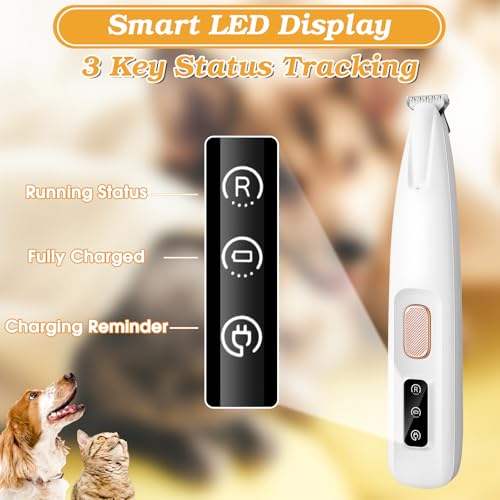 Palksky Dog Paw Trimmer, Upgraded 18mm-Blade Electric Dog Clippers for Groomming-with Led Display, Waterproof Pet Micro Precisiion Trimmer, Rechargeable Hair Shaver for Paws, Ears, Face, Rump-and Eyes - size: One Speed