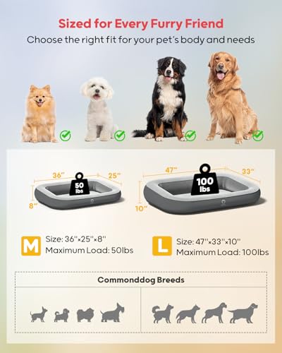 QPAU 47 in Inflatable Dog Bed for Home Travel and Outdoor, Pet Mattress for Small, Medium & Large Dogs (Pump Included - size: Small to Medium