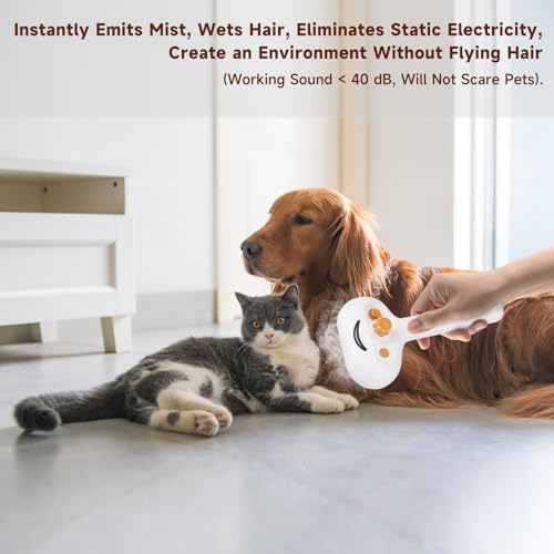 Pet Steam Brush for Dog & Cat – 3-in-1 Spray Hair Removal Comb for Shedding & Grooming, Softens Fur & Reduces Static – Water Brush for Long & Short Coats, Bath-Hating Pets, Includes Waterless Shampoo - size: 7.8"-240ML