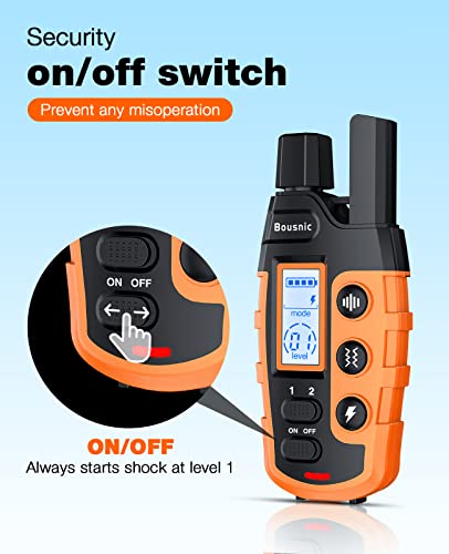 Bousnic Dog Shock Collar - 3300Ft Dog Training Collar with Remote for 5-120lbs Small Medium Large Dogs Rechargeable Waterproof e Collar with Beep (1-8), Vibration(1-16), Safe Shock(1-99) (Orange) - color: Orange