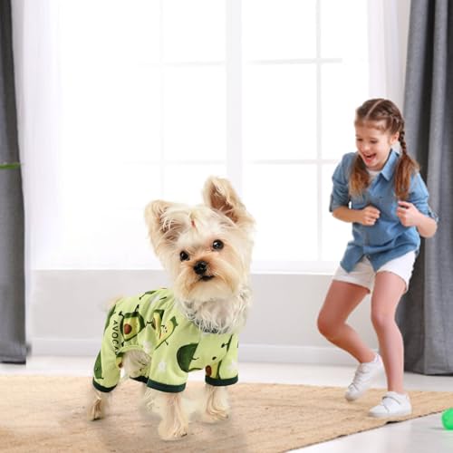Dog Pajamas for Small Dogs, Soft Thin Pjs Jammies Cat Doggie, Summer Pet Cute Puppy Clothes Outfits Dogs Boy Girl(Avocado,XS) - color: Avocado, size: X-Small (Chest 11.8 in)