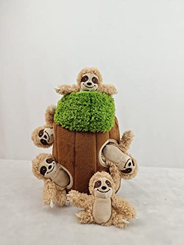 Glow Pups Hide and Seek Dog Toy, Plush Sloth in Tree, Squeaky Interactive Fun, Promotes Mental Stimulation, Keep Your Dog Entertained, Easy to Clean, Soft & Plush, Large, Brown/Green - size: Large