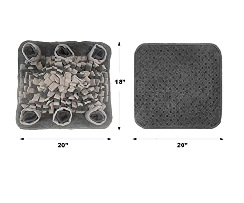 Interactive Dog Snuffle Mat for Mental Stimulation and Enrichment for Dogs Pigs Rabbits Cats and Other Pets (Dark Gray and Light Gray)