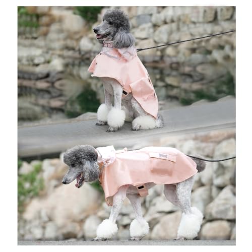Dog Raincoat Waterproof, Adjustable Reflective Hooded Dog Rain Poncho with Leash Hole for Small Medium Large Dogs (Pink, X-Large) - color: Pink, size: XL(37-55lb)