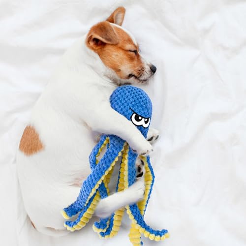 Interactive Dog Toys Octopus, 4 Pack Squeaky Hide And Seek Large Dog Toys to Keep Them Busy, Tough Plush Chew Toy, Tug of War Doggie Toy for Small,Medium and Large Breeds, Puppy Toys Puzzle - color: 4 Pack Octopus
