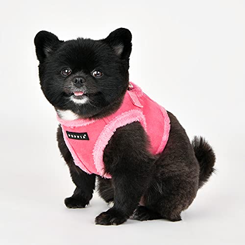 Puppia Terry Vest Dog Harness Step-in Winter Suede Warm No Choke No Pull Training Walking for Small and Medium Dog, Pink, Small - size: Small