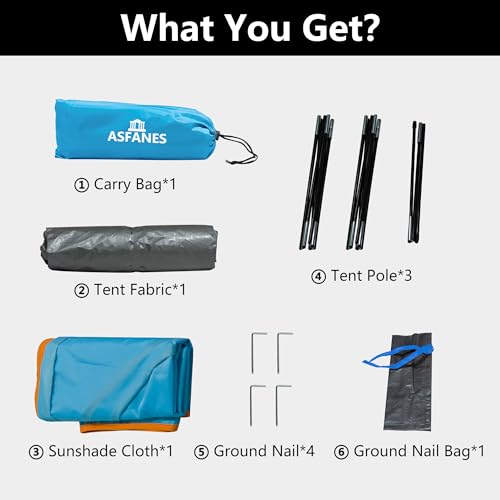 ASFANES Outdoor Waterproof Pet Camping Tent, Cave Bed for Indoor Cats and Small Dogs, Portable Cat House Dog House, 21.6x21.6x14.9'', Blue, S.(The Pole has Been Improved)