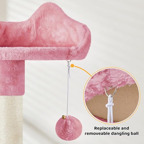 Yaheetech Cat Tree Tower for Indoor Kitten, Multi-Level Cat Towers Condo with Scratching Posts & Tunnel, Pet Furniture - color: Pink