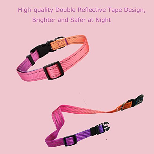 Roses&Poetry Reflective Dog Collar with Gradient Mistyrose, Adjustable Durable Pet Collars for Small Medium Large Dogs (Mistyrose-S) - color: Mistyrose, size: S