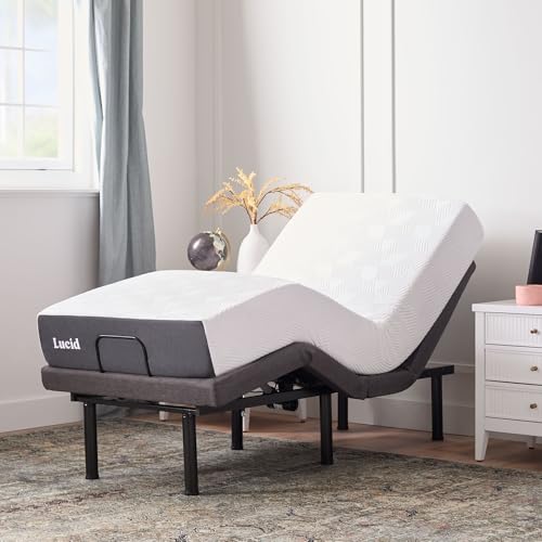 LUCID L300 Adjustable Bed Frame - Head and Foot Incline - USB - Wireless Remote - Easy 2 Person Assembly - Quiet Motor - Relax - TV - Working - Reading - Ergonomic - Electric Bed Base - Twin XL Size - size: Twin XL, style: L300