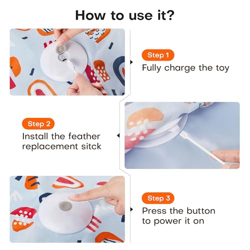 Potaroma Hide and Seek Interactive Cat Toys, Moving Concealed Wand Feather, Automatic Chargeable Indoor Kitten Exercise Kicker, Mouse Squeaky, Floral Cover - color: Floral Cover