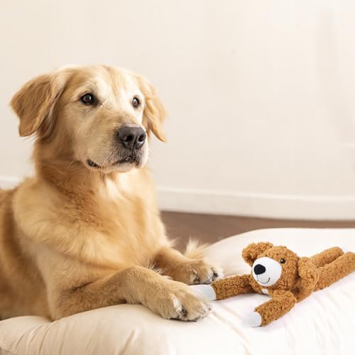 DODODOLA Dog Toys Plush Partial Stuffing Puppy Chew Toys for Teething Soft Squeaky Dog Toy to Keep Them Busy for Small Medium Big Large Dogs Pet - color: Tan Dog