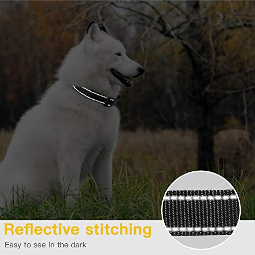 HEELE Dog Collar, Reflective Dog Collar, Soft Neoprene Padded Breathable Nylon Pet Collar Adjustable for Small Dogs, Black, S(10.23-14.96") - color: Black, size: Small (10.23-14.96")