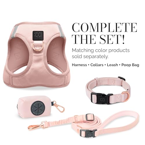 The DOGISTRY - SoHo Dog Harness - Blush Pink - Award-Winning Luxe No-Pull Design - Crafted for Style, Ease & Innovation - XL (20-25lbs) - size: X-Large