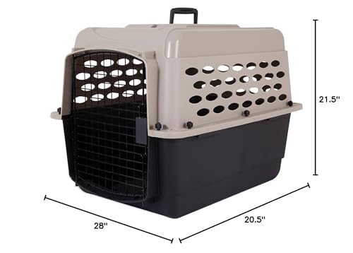 Petmate Vari Dog Kennel - Portable Dog Carriers & Crates for Medium Dogs, Airline-Friendly, Durable Plastic, Pet Carrier For Home and Travel, 28 Inches, Taupe and Black - size: 28.0"L x 20.5"W x 21.5"H