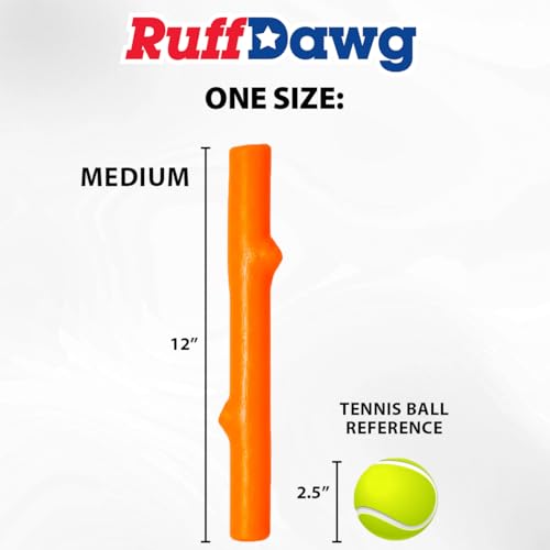 Ruff Dawg Fetch Stick Dog Toy – (1 pc) Assorted Colors – Durable Rubber Throw & Tug Toy with Treat Slot – Floats, Bendable & Puncture Resistant – BPA & Latex Free – Made in USA