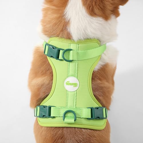 HNS1002B Arlo Medium Adjustable Soft Padded No Pull Pet Harness with 3 Buckles and 3 Leash Clips, Mojito - color: Light Green, size: Medium (Chest: 18 - 28")