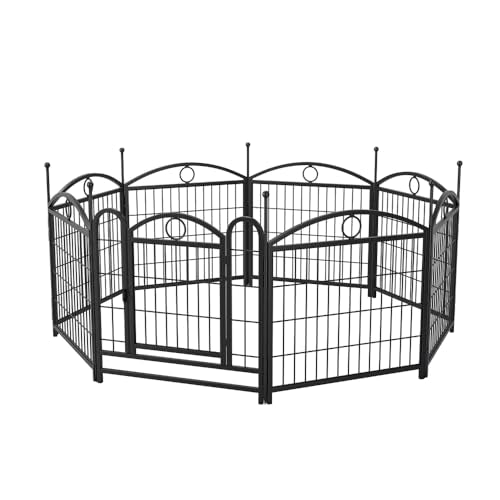 Heavy Duty Foldable Metal Dog Playpen for Indoor and Outdoor Use – Sturdy Pet Exercise Fence with Secure Door (Black + Iron)