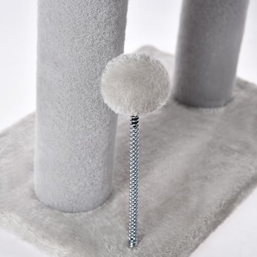 Cat Craft Scratching Post 20.5" Cat Tree with Tunnel Carpet Cat Tower Kitten Tree Cat Tree with Hanging Ball for Indoor Cat, Grey - color: Light Grey