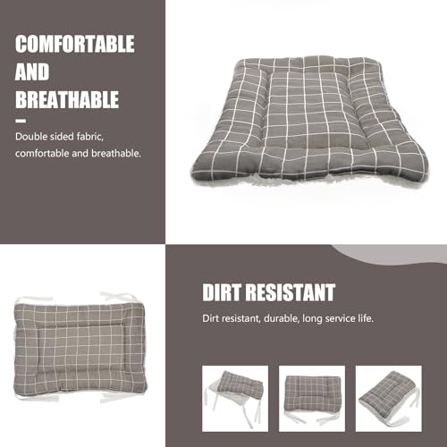 SEWACC Winter Thickened Plush Two-Sided Cat Mat 50x35cm Warm Soft Pet Cushion for Cat Cage Indoor Use Washable Gray Plaid Pet Pad