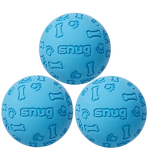 Snug Rubber Dog Balls for Small and Medium Dogs - Tennis Ball Size - Virtually Indestructible (3 Pack - Blue) - color: Blue