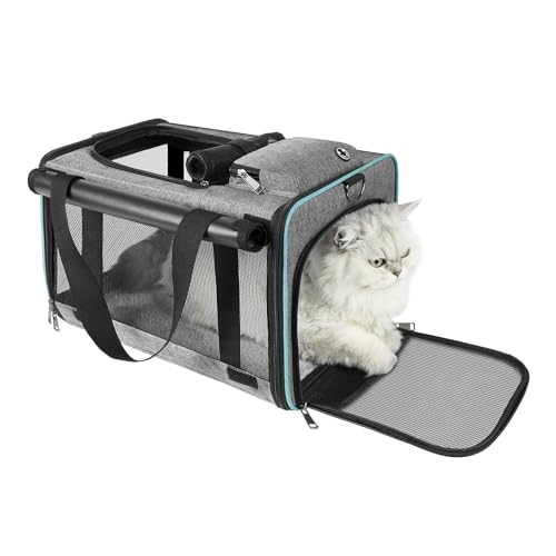 GAPZER Soft-Sided Pet Carrier for Air Travel 18x11x11 Inch - Underseat Cabin Carry Bag for Small Cats & Dogs Under 15 lbs - size: 18"x11"x11"
