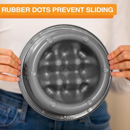 The Niner Slow Feed Bowl - Raised Peaks Slow Down Pets Eating - Fits Elevated Feeders Including Neater Feeder Large Sizes - Gentle on Teeth and Gums - Holds up to 2 Cups (Gunmetal Grey) - color: Gunmetal Grey