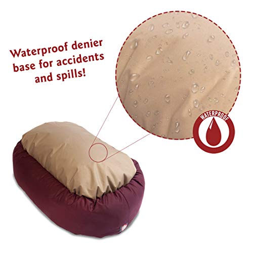 Majestic Pet 40 Inch Bagel Calming Dog Bed Washable – Cozy Soft Round Dog Bed with Spine Support for Dogs to Rest their Head - fluffy donut dog bed 40x29x9 (Inch) - Round Pet Bed Large – Burgundy - color: Burgundy