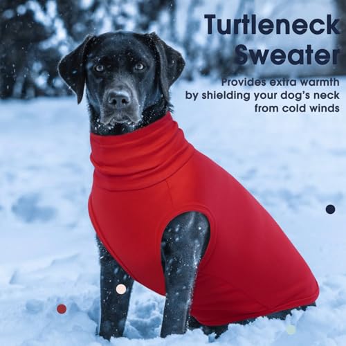 IECOii Dog Fleece Vest Sweater - Stretch Warm Pullover with Turtleneck,Red,Large, Easy On/Off Winter Dog Sweater for Medium Large Dogs Girl Boy, Winter Fall Jumpsuit with High Neck - color: Red, size: Large