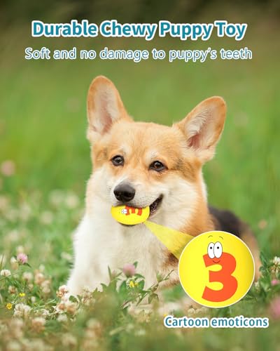Squeaky Dog Toys for Small Dogs, 3 Pack Soft Puppy Chew Toy Set, Funny Numbers Squeaky Dog Balls, Interactive Fetch Playing Egg Balls for Puppy Small Breeds, 1.7"*2.4" - style: 3 Pack-C