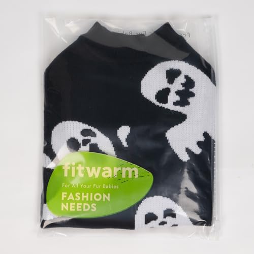 Fitwarm Halloween Ghost Dog Sweater, Funny Costumes for Dogs, Pet Apparel, Black, White, Large - color: Ghost, size: Large