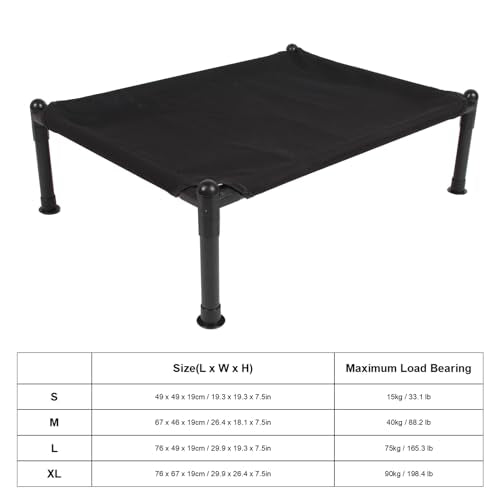 Asixxsix Elevated Dog Bed, Cooling Airflow Quick Assembly Raised Dog Cot Bed, with Oxford Fabric Steel Frame for Outdoor Indoor Camping Parks Backyard (L 150x100cm / 59.06x39.37in) - size: L 150x100cm / 59.06x39.37in