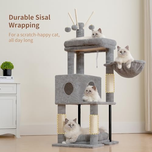 Heybly Cat Tree,HCT202SW - color: Light Gray, size: 45.3 inch