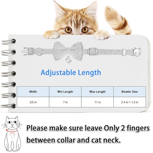 Cat Collar Breakaway, HYQHYX Floral Kitten Collar with Bell, Cute Cat Collar with Bow for Girl Boy Removable Bowtie - color: Pink + Purple + Green