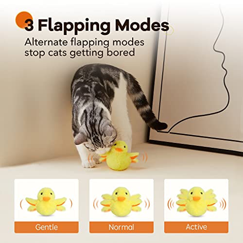Potaroma Cat Toys Rechargeable Flapping Duck with SilverVine Catnip, Lifelike Quack Chirping, Touch Activated Kitten Kicker Plush Interactive Exercise Toys for All Breeds - size: 4.0 inches, style: Duck