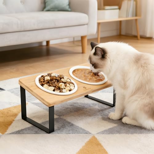 2PCS Cat Bowls Ceramic Replacement Bowl 360ml Kitten Food and Water Bowl for Indoor Cats Puppy Dishes Small Pet Feeding Dish for Rabbit & Guinea Pig Dishwasher & Microwaveable Safe(White)