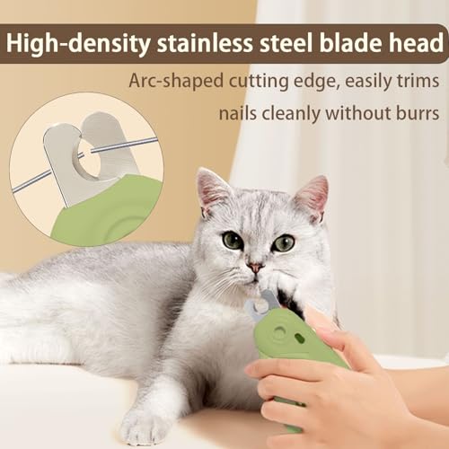 LED Dog Nail Clipper with Light, Illuminate Nails and Bloodline for Safe Trimming, with Nail File, Transparent Guard and Safety Lock, Suitable for Cats and Dogs - color: Green