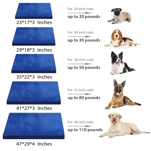 Dog Crate Bed Waterproof Deluxe Plush Dog Beds with Removable Washable Cover Anti-Slip Bottom Pet Sleeping Mattress for Large, Medium, Jumbo, Small Dogs, 41 x 27 inch, Navy - color: Navy, size: 41.0"L x 27.0"W x 3.0"Th