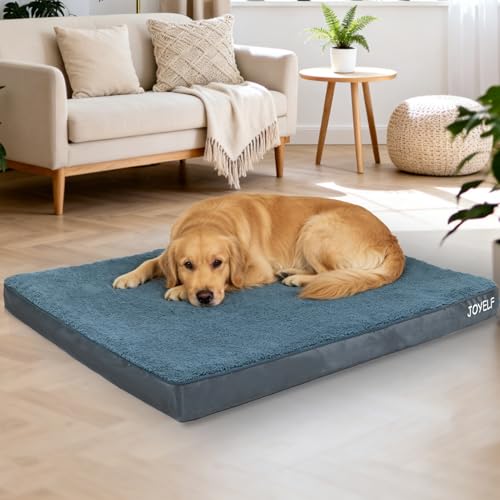 XXLarge Dog Crate Bed Mats Orthopedic Dog Bed,Egg Crate Foam Dog Mat with Removable Cover, a Squeaker Toy as Gift - size: XXLarge-54"x44"x4"