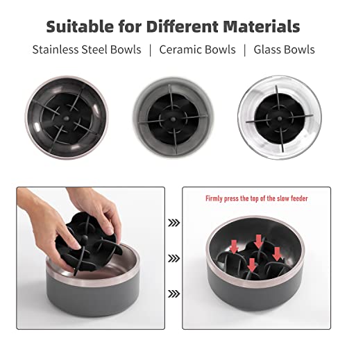 Jaoul Slow Feeder Dog Bowls Insert, 5.4 Inch Cuttable Slow Feeder Insert with 17 Octopus Suction Cups for Small Size Dog Food Bowl (Small, Black) - color: Black, size: Cuttable(Small)
