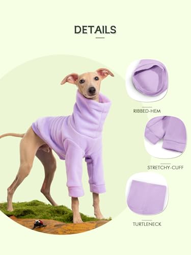 Dog Fleece Sweater Turtleneck Long Sleeve Pullover Sweatshirt Warm Puppy Clothes for Small Medium Dogs - color: Purple, size: Medium